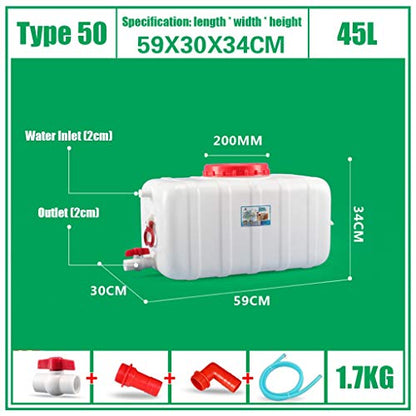 Water Container 25L/45L/80L/110L/160L/200L Thickening Food-Grade White Plastic Rectangular Storage Tank Household Water Bucket with A Lid Large Water Tank (Size : B) - size: B