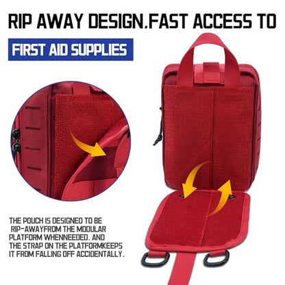 Ifak Pouch - Rip Away Molle Tactical Medical Pouch, Empty First Aid Kit Bag for Duty Belt (1 Pack RED) - color: 1 Pack Red