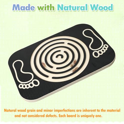 Balance Board Maze for Kids, 17.5-Inch Wobble Board Rocking Seesaw Sensory Training with 6 Balls, Non-Slip Pedals Indoor Outdoor for Boys Girls