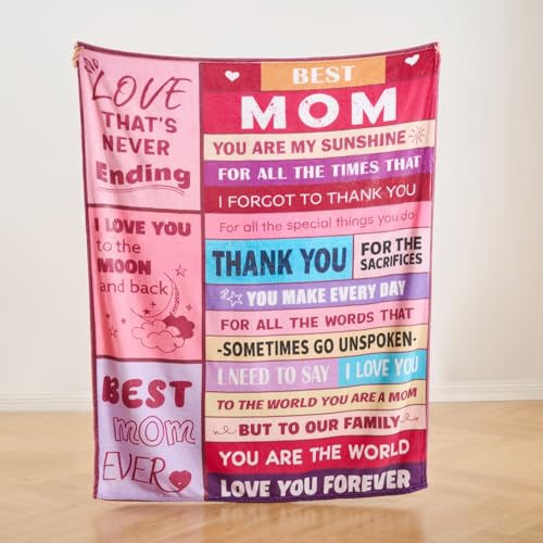 Pink Mother’s Day Blanket Gift for Mom – Soft Cozy Fleece Throw, Warm Inspirational Blanket for Mother, Birthday Gifts for Mom from Daughter & Son, Holiday, 50x60 inch - color: Mom-pink, size: throw(50x60)