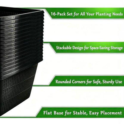 16 Pcs 9 Inch Square Aquatic Plant Baskets for Hydroponics Water Garden Plant Pots Black Plastic Mesh Basket Plastic Mesh Pond Containers for Live Aquarium Plants - style: 9" Square-16 PCS