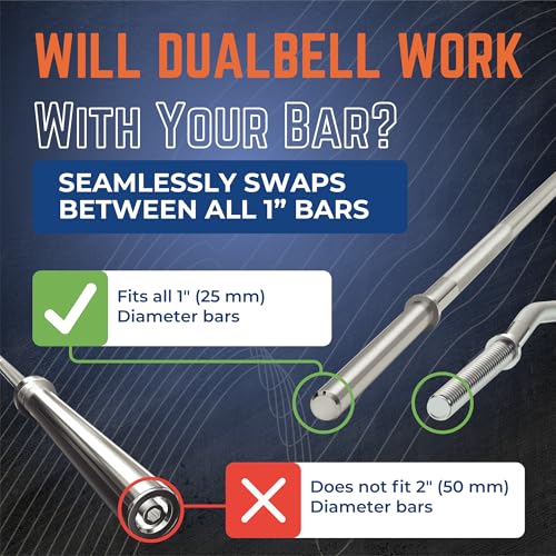 Dumbbell Converter- for 1" bars Superset Dumbbell to Barbell Adapters- hold up to 500lbs- Converts dumbbells for use on 1" diameter barbell - color: Black Superset w/blue weight collars