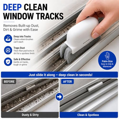 Window Track Cleaner, 14 PCS Crevice Cleaning Brush Kit | For Window Groove, Blinds, Vents, Baseboard, Grout and Shower Door Track Cleaning