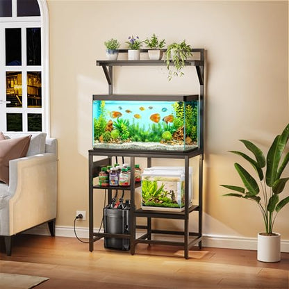 29 Gallon Fish Tank Stand for Standard & Breeder Tanks | Fits 20 & 29 Gal Long, Tall & Breeder Tanks for Aquarium, Reptile Terrarium & Turtle Tank, Top Shelf, 30.7"L x 15.3"W, Black - size: 20-29 Gallon
