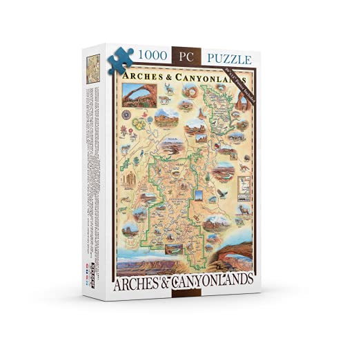 Arches & Canyonlands National Park Map Jigsaw Puzzle – 1000 Pieces, Hand-Drawn Artwork, Educational Family Puzzle, Includes Poster – 19.8” x 26.4” - color: Arches & Canyonlands National Park