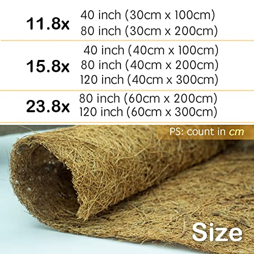 Coco Coir Liner, Yarrdfir 24x120 inch Natural Coconut Liners for planters Flower Basket, Reptile Carpet, Natural Coconut Fiber mat, Garden Decoration, Animal pet pad, Snow Mat - size: 24x120
