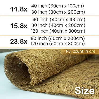 Coco Coir Liner, Yarrdfir 24x120 inch Natural Coconut Liners for planters Flower Basket, Reptile Carpet, Natural Coconut Fiber mat, Garden Decoration, Animal pet pad, Snow Mat - size: 24x120