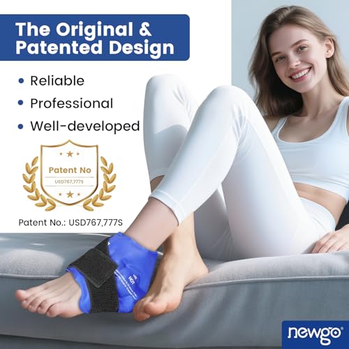NEWGO Ankle Ice Pack Wrap for Sprained Relief, Ice Pack for Ankle Inuries Reusable, Cold Therapy for Ankles Swelling, Post Surgery Recovery - Blue - color: Blue-1pack