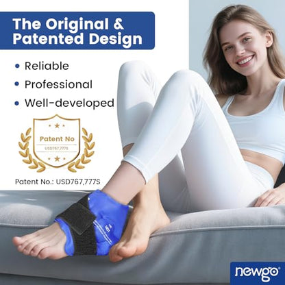 NEWGO Ankle Ice Pack Wrap for Sprained Relief, Ice Pack for Ankle Inuries Reusable, Cold Therapy for Ankles Swelling, Post Surgery Recovery - Blue - color: Blue-1pack