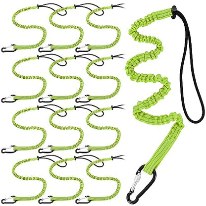 12 Pack Tool Lanyard with Single Metal Buckle and Adjustable Loop End, Standard Length, Maximum Weight Limit 8KG/ 17.6lb, with Aluminum Screw Lock, Retractable Shock Cord Stopper (Green) - color: Green
