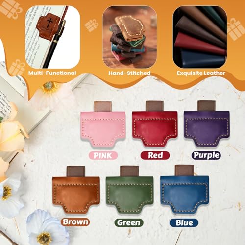 Magnetic Leather Bible Bookmark with Pen Holder, Philippians 4:13 Blue - color: Blue, size: Philippians 4:13