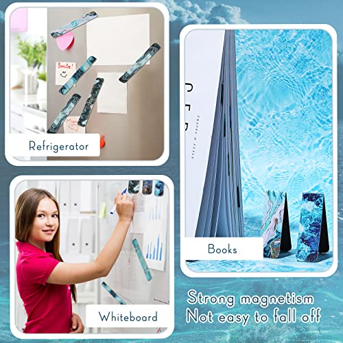 Zonon 24 Pcs Ocean Magnetic Bookmarks Summer Blue Magnet Page Markers Page Clip Funny Bookmark Gifts for Graduation Reading Lover Women, Men Classroom Prize Graduation Party Favors - style: Ocean