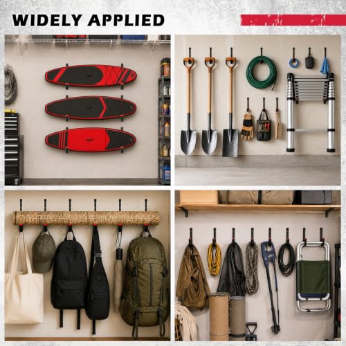 SEDY 6 Pack Heavy Duty Garage Hooks, Ladder Hooks for Garage Wall, Each Holds Up to 66 LB, 9.8 Inch EVA-Padded Steel Utility Hangers for Bikes, Folding Chairs, Garden Hoses and Tools - color: 6 Pack 9.8" Heavy Duty Garage Hooks