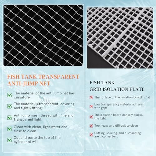 ibasenice Fish Tank Anti-Escaping Net Aquarium Mesh Cover Practical Fish Tank Netting Cover with 5 Brackets 27.55 X 20.86 in Breathable Top for Easy Cleaning