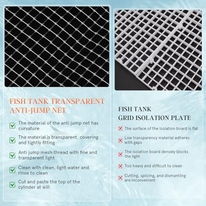 ibasenice Fish Tank Anti-Escaping Net Aquarium Mesh Cover Practical Fish Tank Netting Cover with 5 Brackets 27.55 X 20.86 in Breathable Top for Easy Cleaning