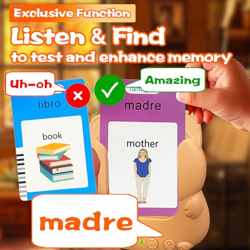 Bilingual Talking Flash Cards for Kids - Test Mode, Italian - color: Italian Orange