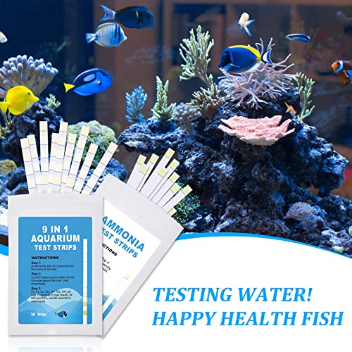 Aquarium Test Strips for Freshwater: 10 in 1 Aquarium Ammonia Test Strips for Fish Tank Ammonia Test Kit for Aquarium Pond - Testing Ammonia Nitrate Nitrite pH,etc - size: 10 in 1 - 125 Count