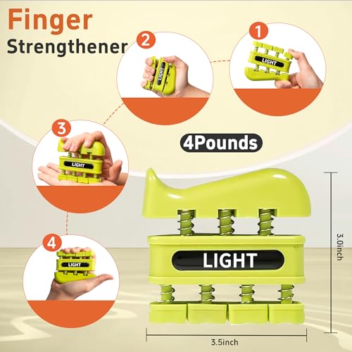 DICYWUDI Grip Strength Trainer, Finger Strength Trainer for Grip Strength Training for Fingers, Wrists, and Hands for Home, Office, Gym, Climbing, Athletes, Musicians, and Therapy - color: Yellow/Black/Red