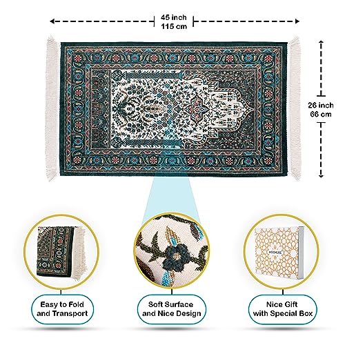 Islam Green Praying Mat, Travel Prayer Rug, Ramadan Gifts - color: Green