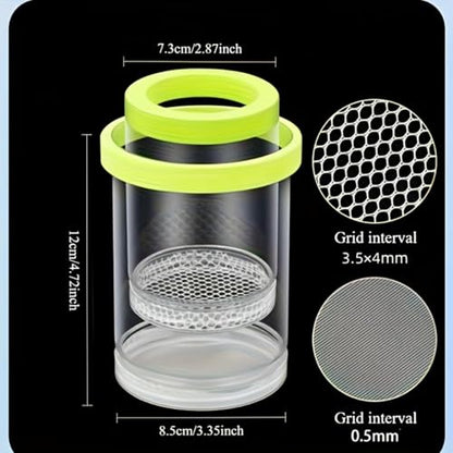 Aquarium Fish Tank Breeding Box, Floating Hatchery Isolation Cage with EVA Buoyancy Sponge Circle,Freely Adjustable Height Design,Large Size Rearing Container for Small Fish, Guppy - color: White, size: 5.6*3.6in