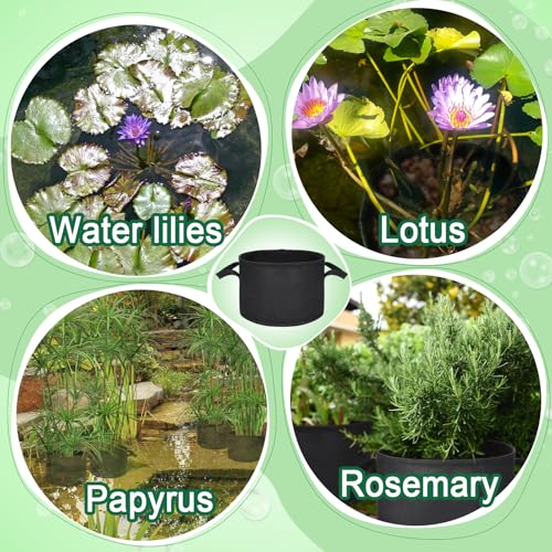 Aulock 8-Pack Lily Grow Bags for Pond, Durable Nonwoven Fabric Plant Pot | Black Aquatic Pond Planter with Handles for Aquatic Plants Water Lily (11.8" x 8"-3.7 Gallons)