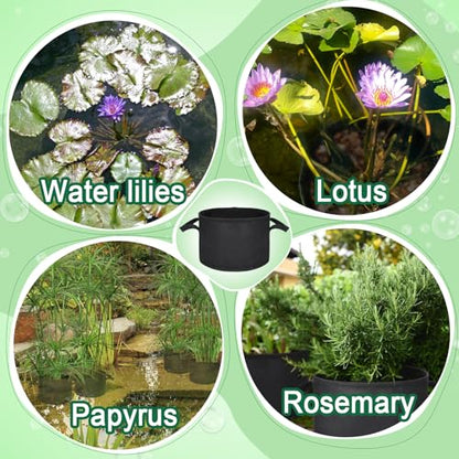 Aulock 8-Pack Lily Grow Bags for Pond, Durable Nonwoven Fabric Plant Pot | Black Aquatic Pond Planter with Handles for Aquatic Plants Water Lily (11.8" x 8"-3.7 Gallons)