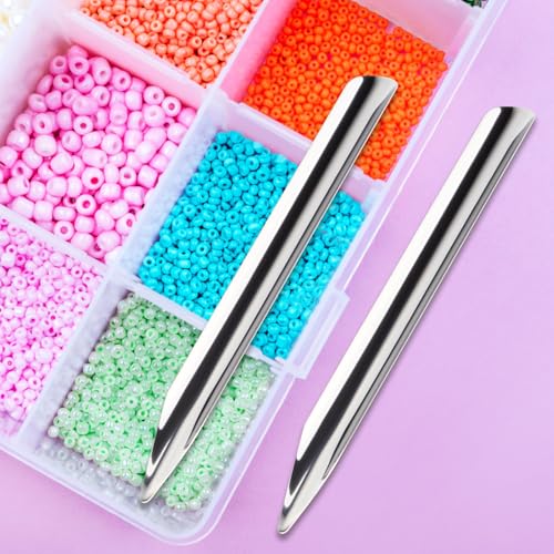 6 Pcs 6 Inch Metal Lab Spatula Micro Lab Scoop Spatula | Bead Scoop with Rounded Pointed Ends for Small Beads Laboratory Sampling Spoon for Mixing Powders Pastes Transferring Tool