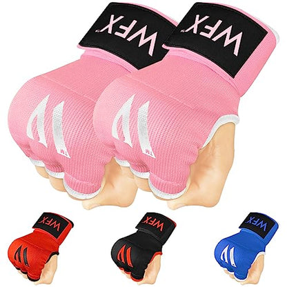 WFX Kids Junior Boxing Hand Wraps Inner Gloves Gel Padded Elasticated Padded Fist Under Gloves Pair Combat Sports for Young Fighters Gel Boxing Hand Wraps - color: Pink