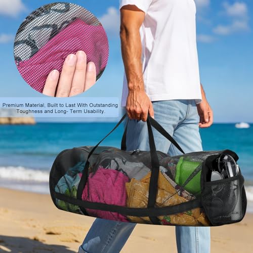 Diving Mesh Duffel Bag Large Capacity, Quick-Dry Ventilation System Mesh Duffel Bag for Scuba Diving, Snorkeling & Spearfishing Ideal Beach Travel Companion with a Splash-Proof Phone Pocket