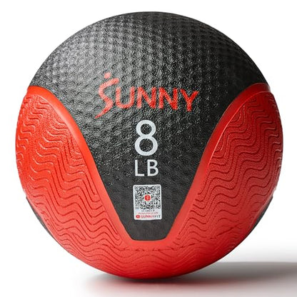 Sunny Health & Fitness 10 LB Medicine Ball with Premium Dual Textured Grip | 4-30LB Weighted Rubber Medicine Ball, Bouncing Wall Ball, Slam Ball Workouts, Throws Squats Core Strength Training - size: 8 LB