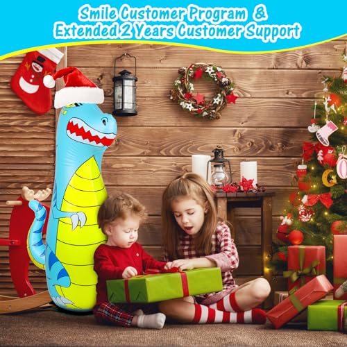 Punching Bag for Kids 47" Inflatable Dinosaur Bop Bag with Thicker Material Instant Bounce Back with Boxing Gloves Karate Kickboxing Taekwondo Kids Gift for Age 3-9 Girls & Boys - color: Blue