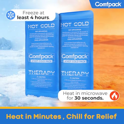 Comfpack Soft Ice Packs for Injuries Reusable, Flexible Double Side Hot and Cold Gel Ice Packs for Injuries, Headaches, Muscle Pain Relief, Long-Lasting Ice Pack for Knee, Shoulder, Ankle, Leg, Neck - size: 9.1×3.8 Inch