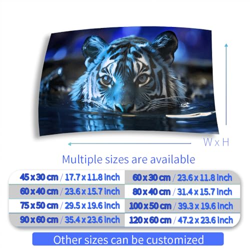 Aquarium Background Stickers - Tiger, Blue, Water, Reflection Self-Adhesive Fish Tank Reptile Terrarium Decor Poster (100 x 50 cm / (39.3 x 19.6 inches)) - size: 100 x 50 cm / (39.3 x 19.6 inches)