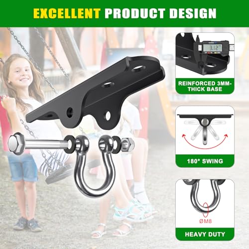 BeneLabel Swing Hanger Heavy Duty Ceiling Swing Mount 1000 LBS Capacity Heavy Bag Hanger 180° Hanging Chair Hanger Swings Hardware for Hammock Chairs, Porch Swings, Aerial Silks, Gymnast Ring - color: 180° D-ring Swing Hanger ( 1 Pack ) - Black Base