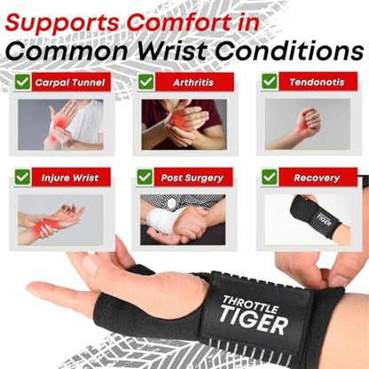 ® Motorcycle Wrist Brace Adjustable Wrist Wraps for Bikers, Wrist Support Reduces Hand Pain and Absorbs Vibration, Enhancing Comfort and Stability (Medium) - size: Medium