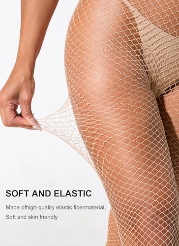 VOAKOW Fishnet Stockings Womens High Waist Fishnet Tights Mesh Stockings For Women - color: Regular Nude S Mesh 2