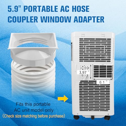 Portable Air Conditioner Hose Kit 5.9" Dia 59" Length Universal AC Hose with Adapter Flexible Exhaust Hose and AC Unit Tube Connector for Portable Air Conditioner Vent AA04 - size: Dia 5.9" Exhaust Hose L 59"&Coupler AA04