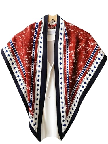 Triangle Shawls Scarf Head Hair Neck For Women Scarves Fashion Silk Feeling Lady Lightweight 51 * 23.6inch - color: K14-red Fragmented Star River（51*23.6inch）