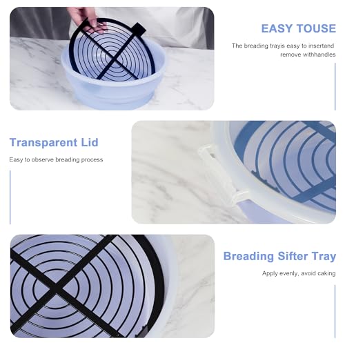 Collapsible Batter Bowl - Breading Bowl Shaker with Lid , Light Blue - color: Light Blue
