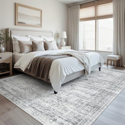 Soalmost Washable Area Rug 8x10 Large Soft Grey Rugs for Living Room - color: Grey, size: 8' x 10' (Rectangular)