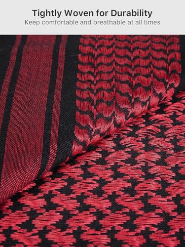FREE SOLDIER Scarf Military Shemagh Tactical Desert Keffiyeh Head Neck Scarf Arab Wrap with Tassel for Men Women - color: Dark Red