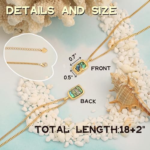 POTESSA 18K Gold Plated Pendant Necklace Medallion Coin Heart Y Shaped Chain Toggle Necklace for Women Jewelry - color: Gold Abalone Shell