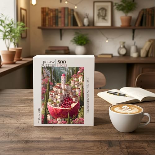 Mediterranean Gemstones Pomegranate Islamic Art HOLY Land Islam Jigsaw Puzzle - 500 Pieces Wooden Puzzle for Adults, Wall Art Gift, Finished Size: 20 x 15 Inch - color: Mediterranean Gemstones Pomegranate Islamic Art Holy Land - 500 Pieces