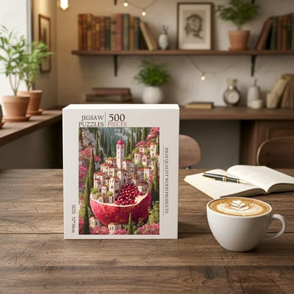 Mediterranean Gemstones Pomegranate Islamic Art HOLY Land Islam Jigsaw Puzzle - 500 Pieces Wooden Puzzle for Adults, Wall Art Gift, Finished Size: 20 x 15 Inch - color: Mediterranean Gemstones Pomegranate Islamic Art Holy Land - 500 Pieces