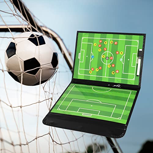 Soccer Coaching Board, Magnetic Soccer Clipboard for Coaches, Foldable Board with Dry Erase Marker - style: Soccer-A