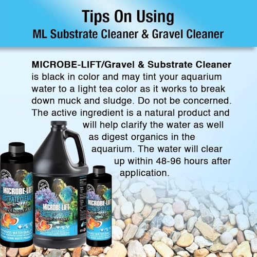 MICROBE-LIFT Gravel & Substrate Cleaner for Saltwater Aquarium and Freshwater Tanks, Tank Cleaner and Aquarium Water Conditioner, Clarifies Water, Reduces Sludge, Aquarium Supplies, 8 Ounces (GSC08) - size: 8 Ounces