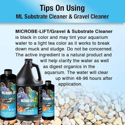 MICROBE-LIFT Gravel & Substrate Cleaner for Saltwater Aquarium and Freshwater Tanks, Tank Cleaner and Aquarium Water Conditioner, Clarifies Water, Reduces Sludge, Aquarium Supplies, 8 Ounces (GSC08) - size: 8 Ounces