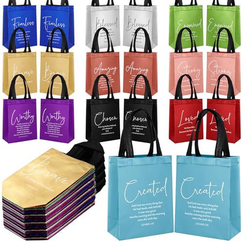 Aliceset 60 Pcs Christian Gift Bags with Bible Verse, Black, Mixcolor - color: Mixcolor