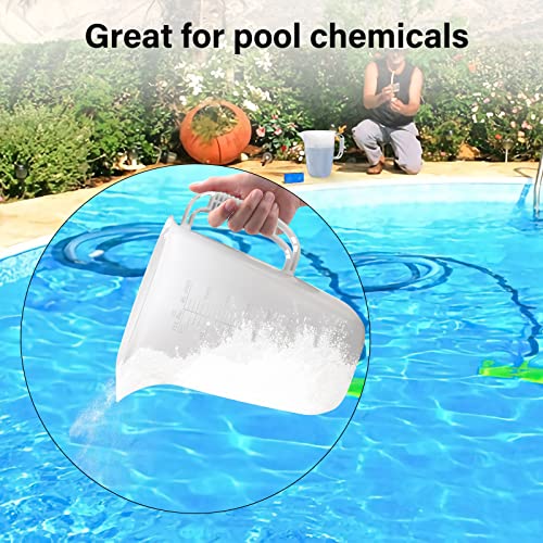 1 Gallon Measuring Pitcher, 134oz Extra Large Measure Pitcher-Convenient Conversion Chart-Strong Handle, Heat Resistant Plastic 1 Gallon Measuring Container for Pool Chemicals,Motor Oil, Lawn and Cook - color: 134Oz/4L/009