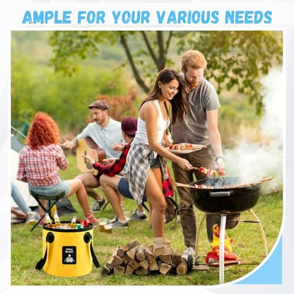 Collapsible Bucket with Handle, Lightweight Folding Water Container, Portable Collapsible Bucket for Fishing, Camping, Hiking, Backpacking, Outdoor Survival, Car Washing Black 20L (20L- Yellow) - size: 20L- Yellow
